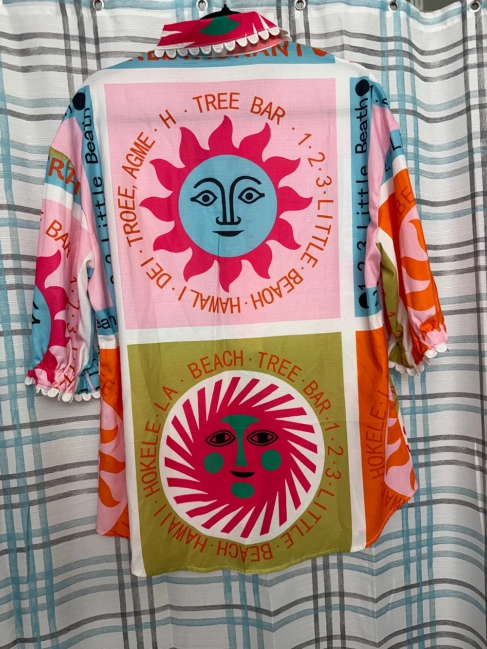 Colorful Sun Graphic Button-Up Shirt & Matching Short Set